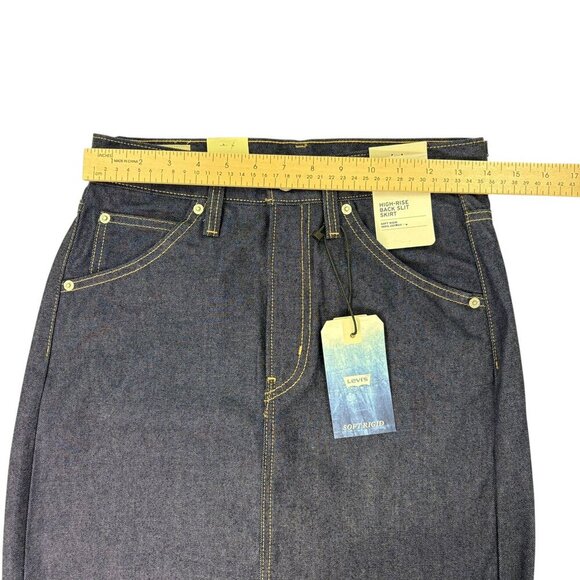 Levi’s Premium High-Rise Denim Midi Skirt NWT (XS / Size 2 / 26 Dark Wash) - Picture 11 of 15